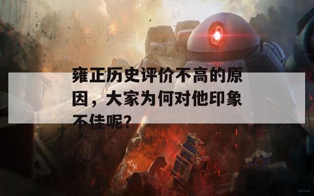 雍正历史评价不高的原因，大家为何对他印象不佳呢？