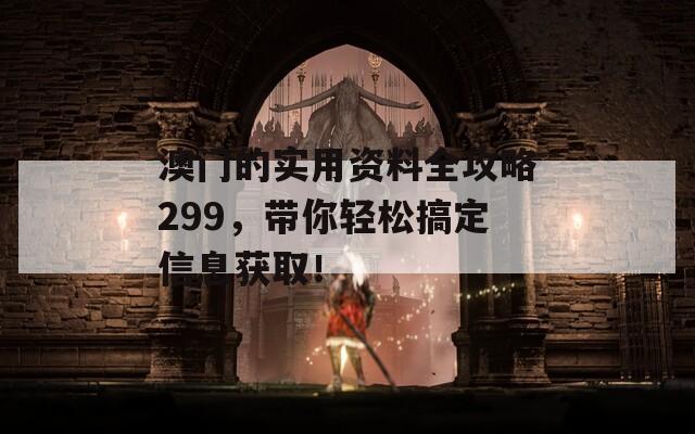 澳门的实用资料全攻略299，带你轻松搞定信息获取！